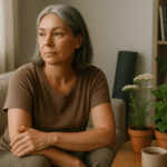 Középkorú nő természetes gyógynövények mellett, klimax kezelése otthon.