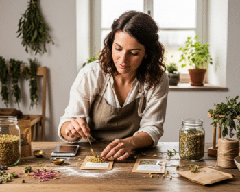 Gyógynövényszakértő prémium teakeveréket készít — nők egészsége